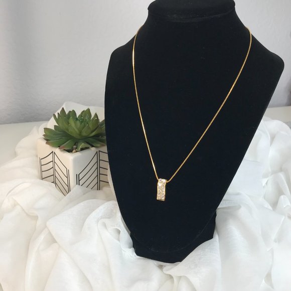Necklace | Gold Tone & Crystal Pendant - Picture 9 of 11